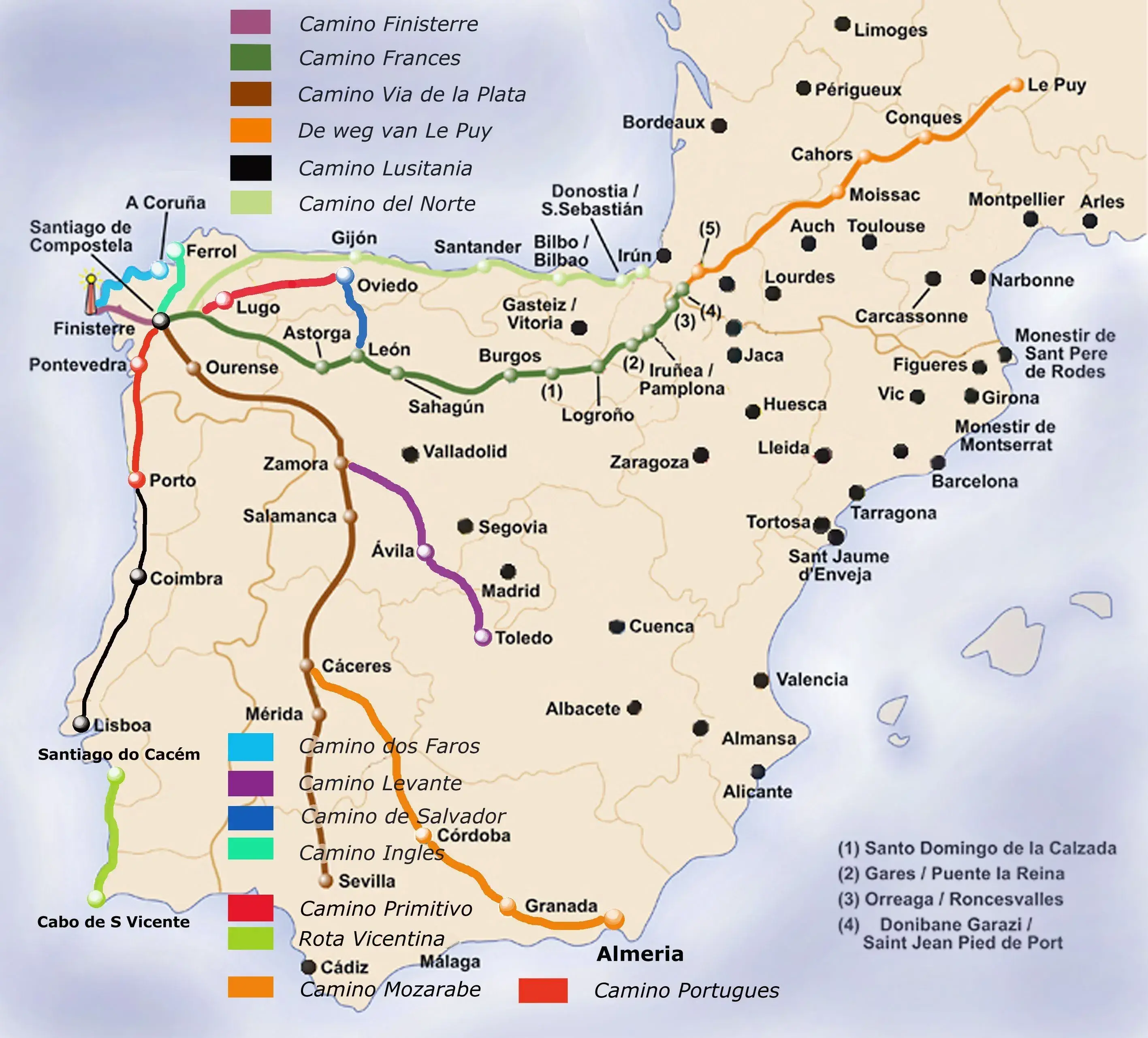 Camino de Santiago kaart afbeelding